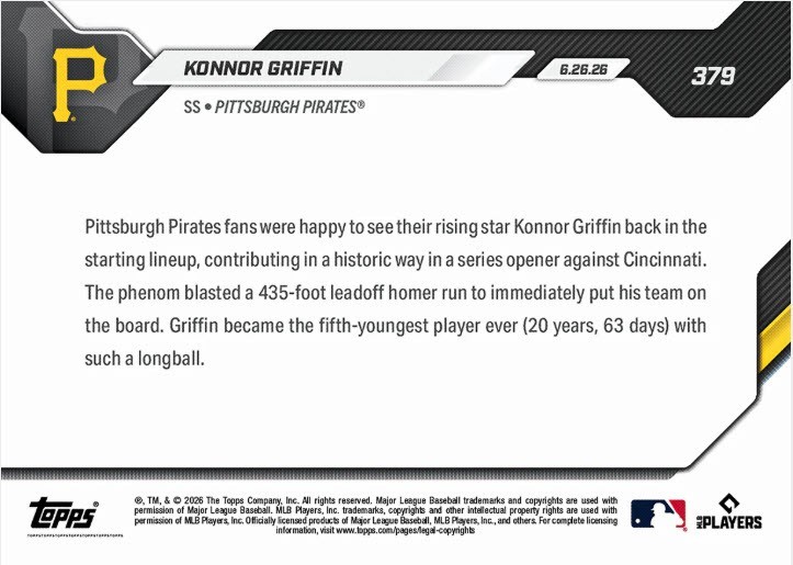 Konnor Griffin 2026 MLB TOPPS NOW 379 presale