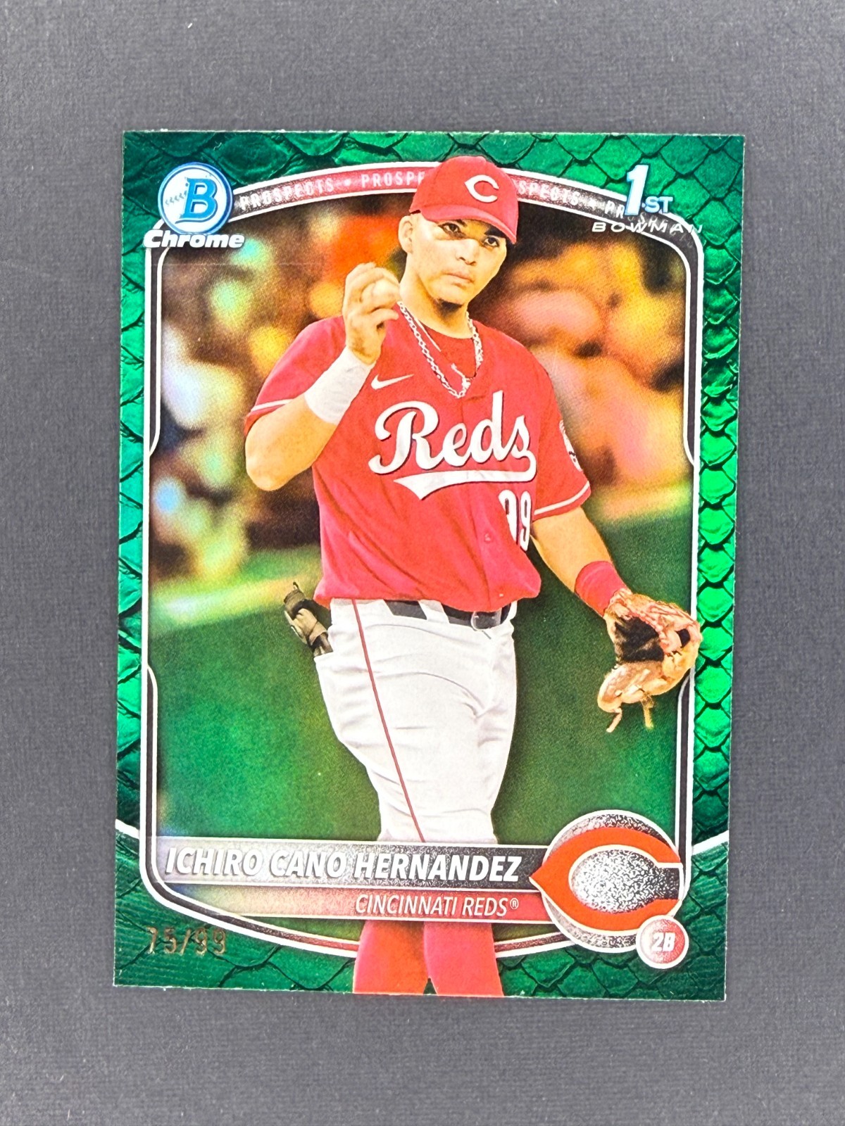 ICHIRO CANO HERNANDEZ 2025 Bowman Chrome 1st Green Reptilian Refractor Auto /99