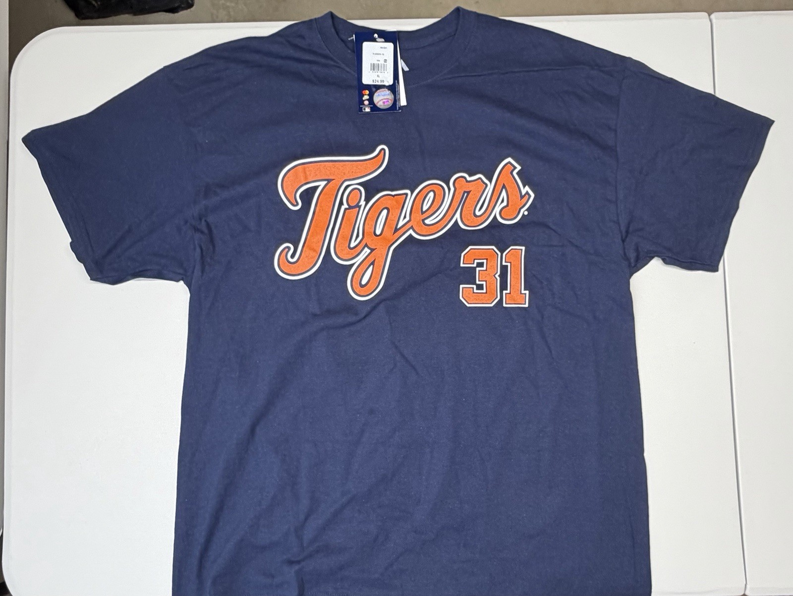 MLB Detroit Tigers Majestic Riley Greene #31 100% Cotton T-shirt Blue Men’s XL
