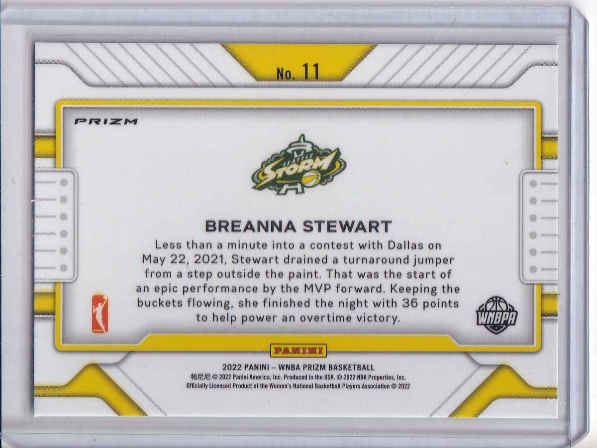 Breanna Stewart 2022 Panini Prizm WNBA Widescreen Green Prizm #11 Seattle Storm