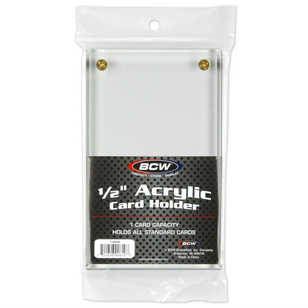 BCW 1/2 inch 4-Screw Clear Acrylic Trading Card Non-Recessed Screwdown Holder