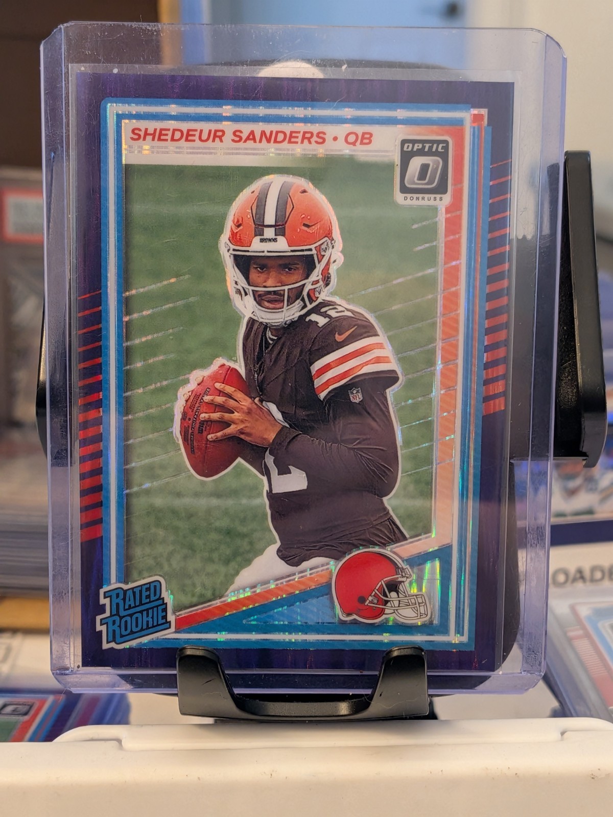2025 Donruss Optic Shadeur Sanders PURPLE SHOCK RATED ROOKIE #203 Browns RC