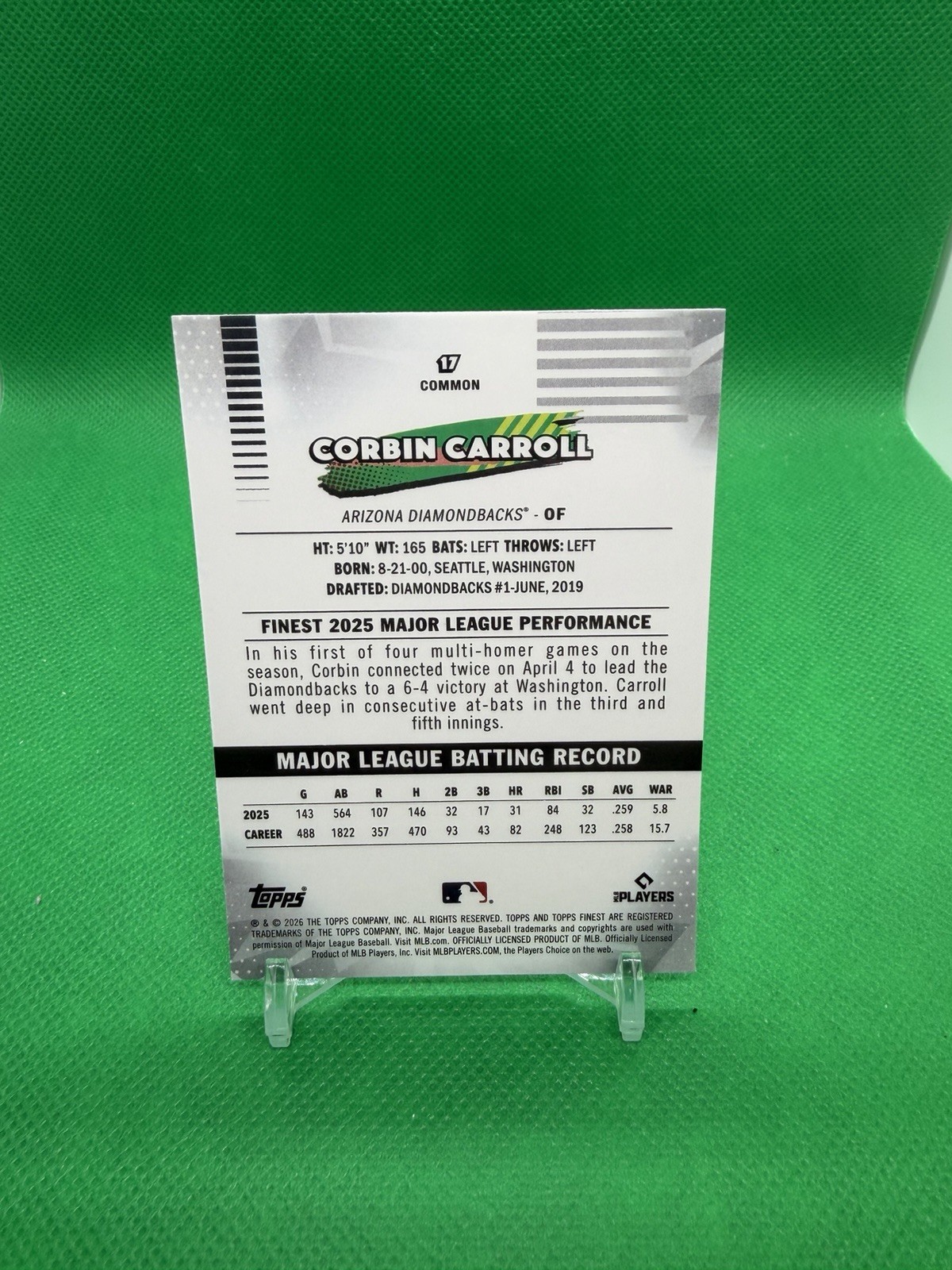⚾️ Corbin Carroll 2026 Topps Finest Mini Diamond Refractor Common Parallel #17