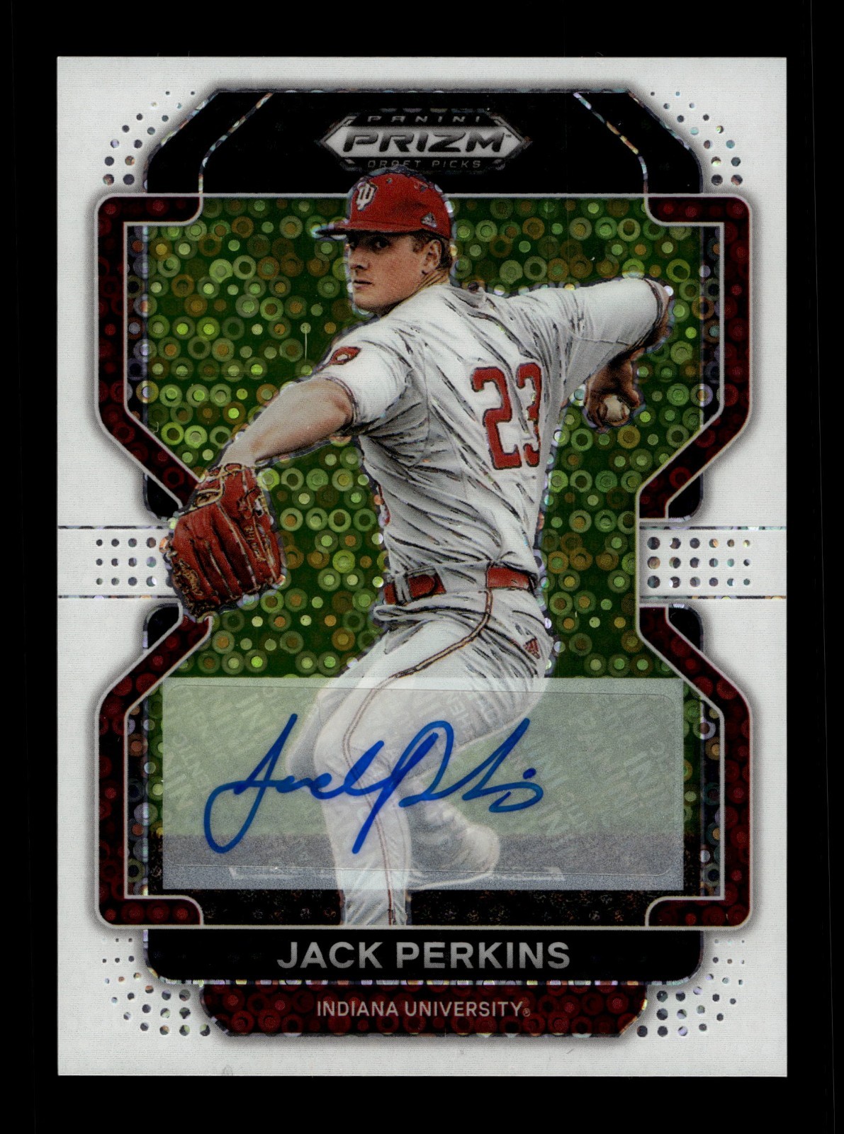 2022 Panini Prizm Draft White Donut Prizm Jack Perkins Auto RC Rookie 43/50 A’S