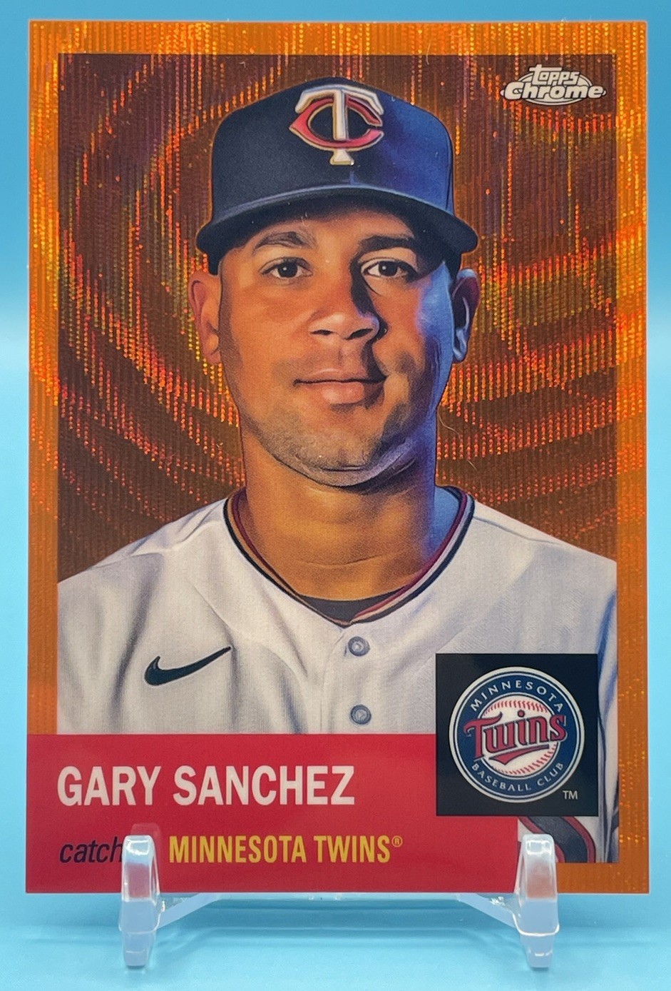 2022 Topps Chrome Anniversary Gary Sanchez #136 Orange Wave Refractor /25