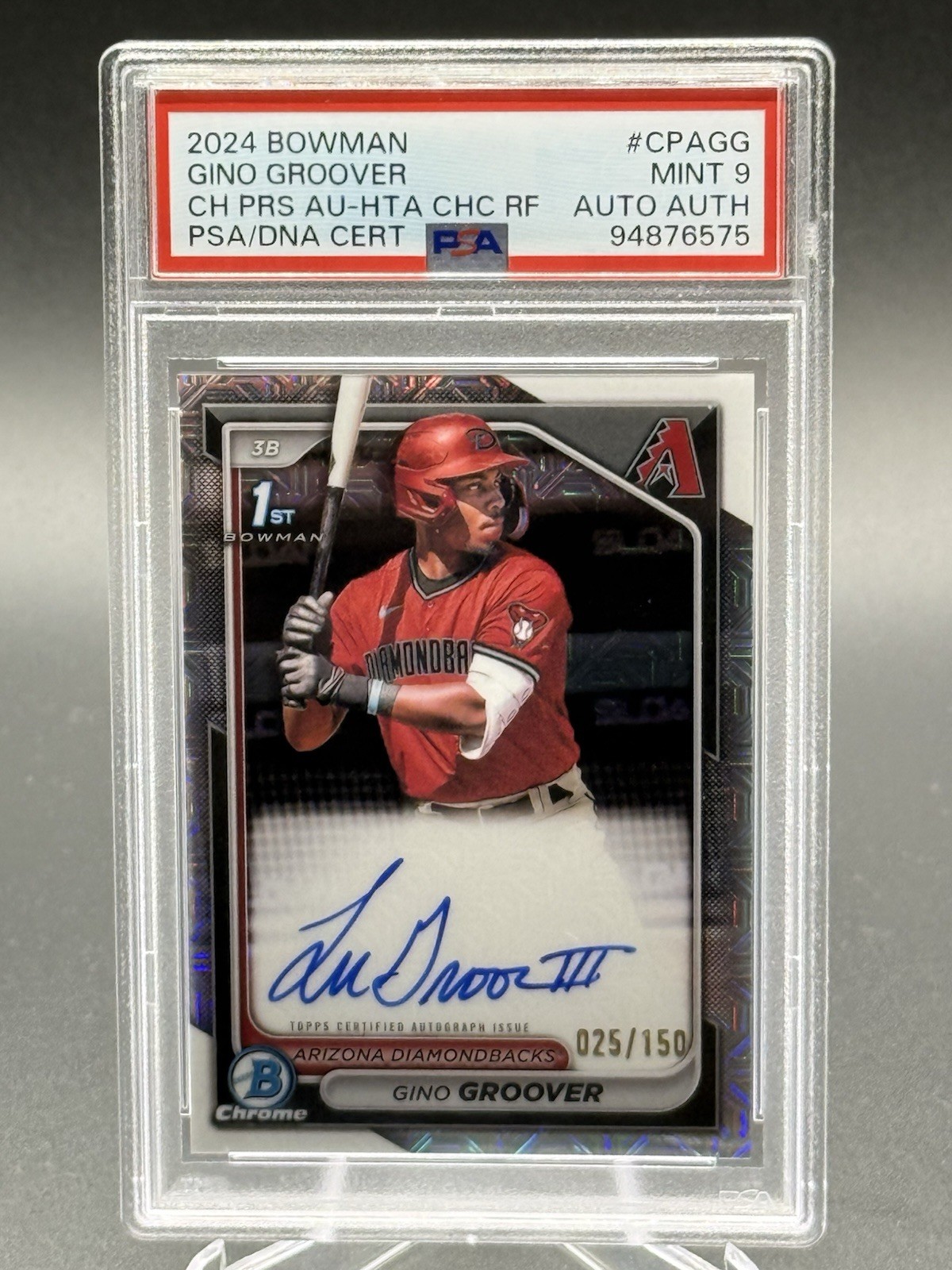2024 Bowman GINO GROOVER 1st HTA Choice Auto /150 CPA-GG PSA 9
