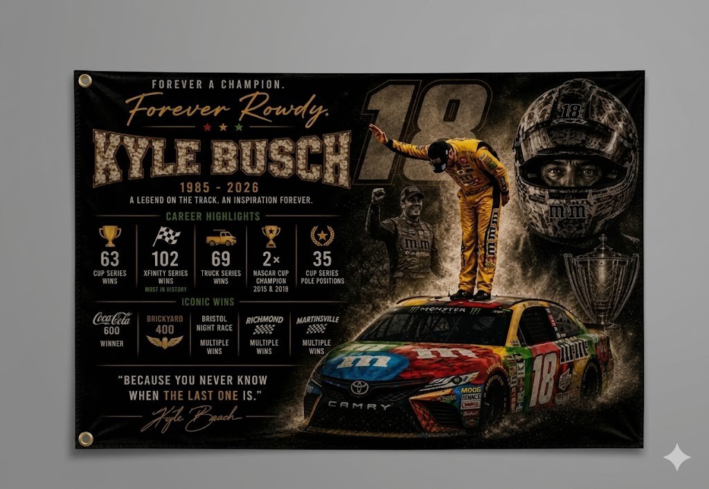Kyle Busch #18 Nascar Car Racing 2×3,3×5,5×8 FT Flag Flag Wall Decore Banner