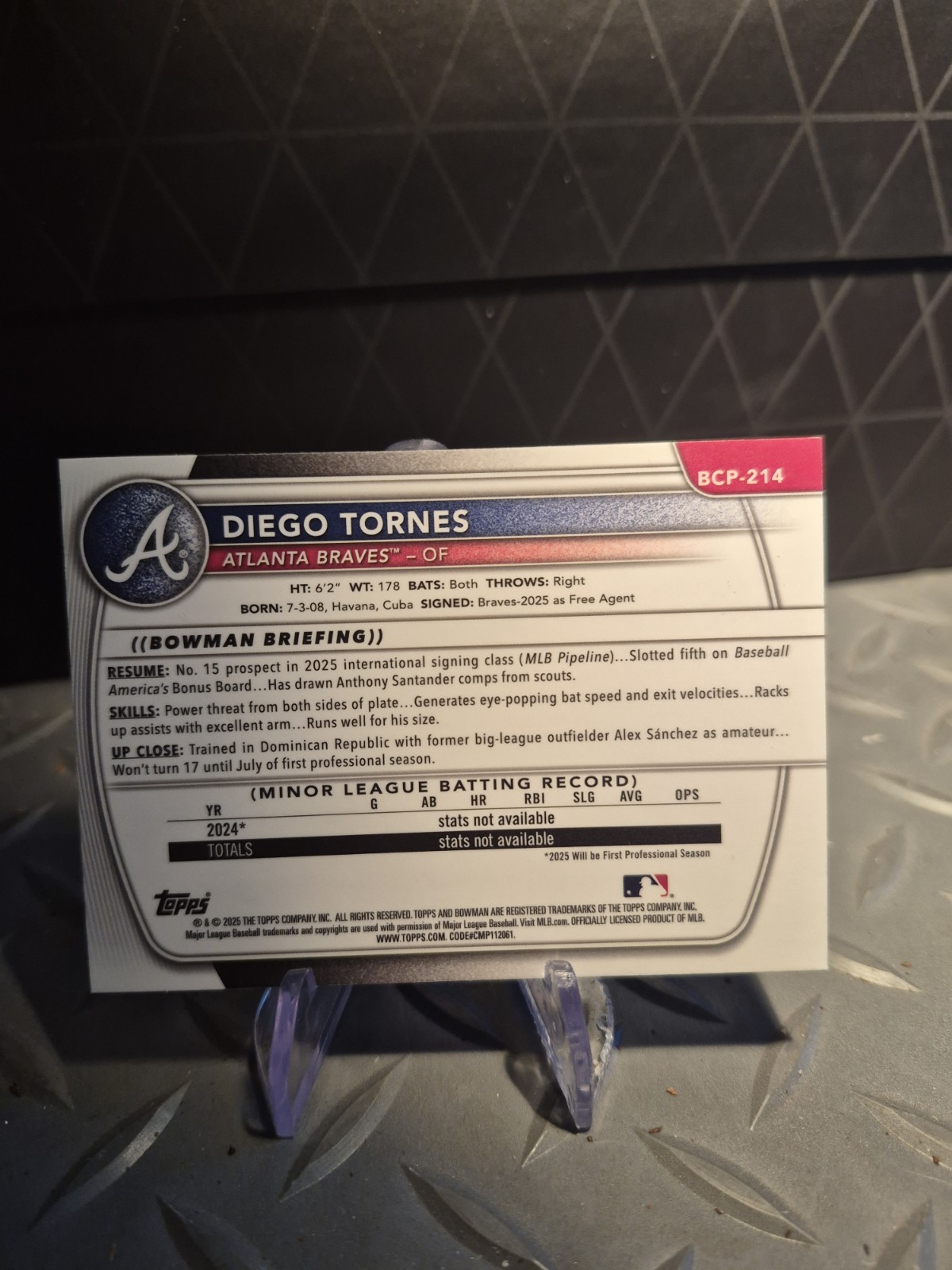 2025 Bowman Chrome #BCP-214 Diego Tornes 1st Lazer Refractor