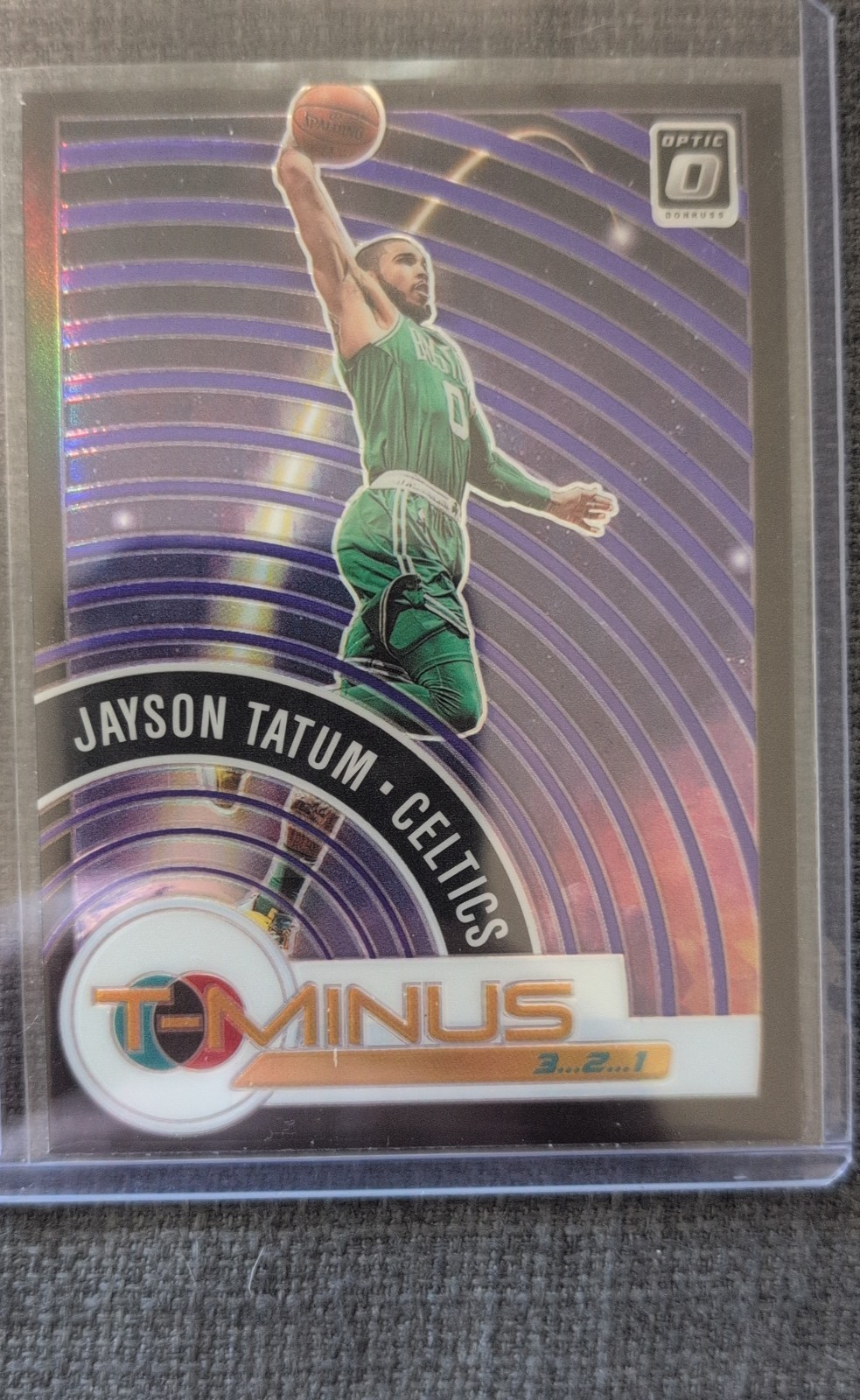 2020-21 Panini Donruss Optic – T-Minus 3, 2, 1 Jayson Tatum #11 Purple Prizm