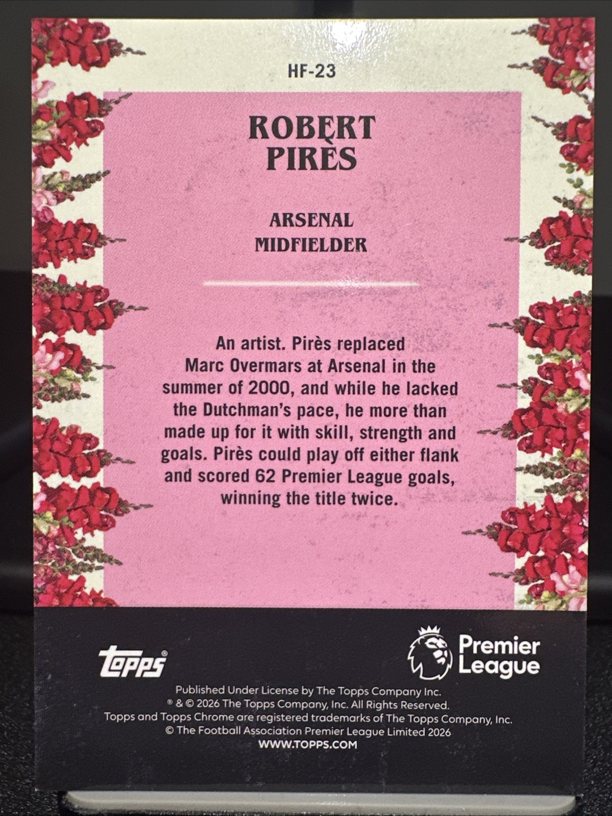 2026 Topps Chrome EPL Robert Pires Arsenal /10 HF-23 Snapdragon Refractor SSP!!!