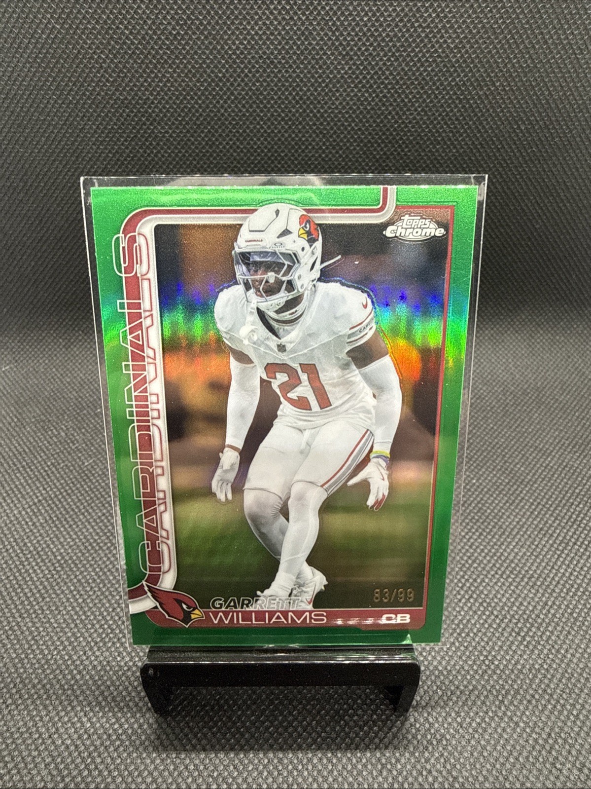 2025 Topps Chrome Football Garrett Williams Green /99 #6 Cardinals