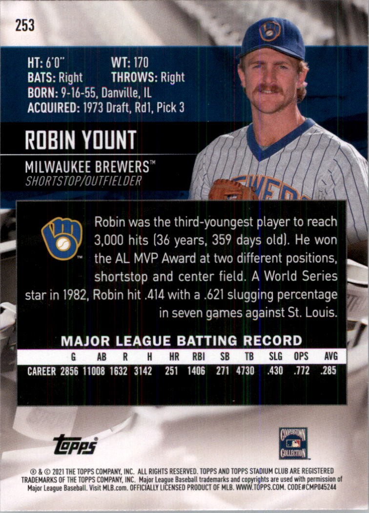 2021 Stadium Club Baseball Card #253 Robin Yount