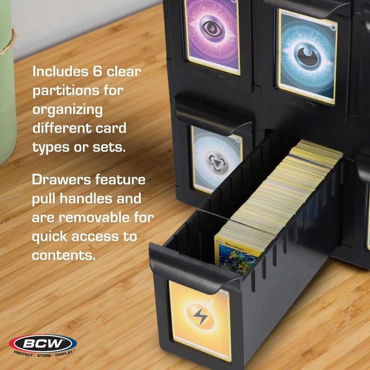 BCW Card Box Bin 6 Drawers Hold 1000+ Gaming / 700 Sports Cards Plastic Connect