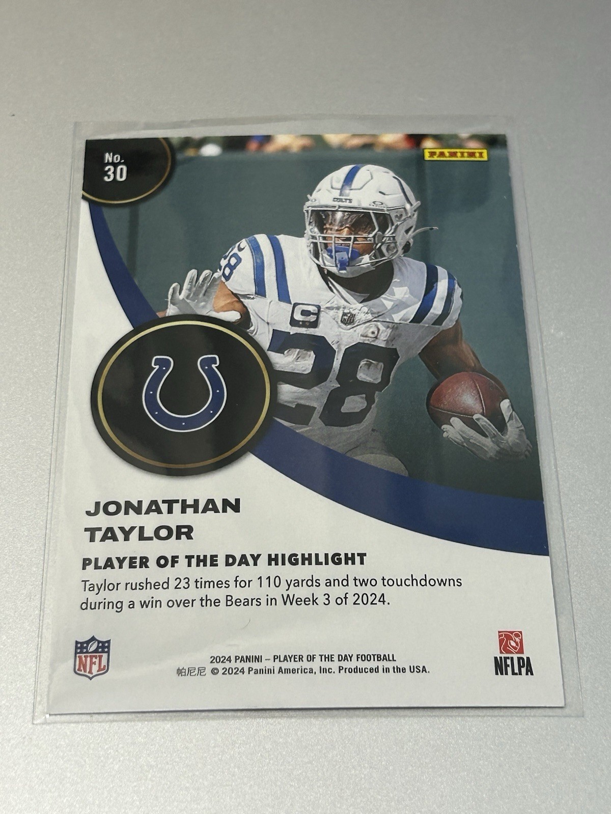 2024 Panini Player of the Day Jonathan Taylor #30 Indianapolis Colts Football