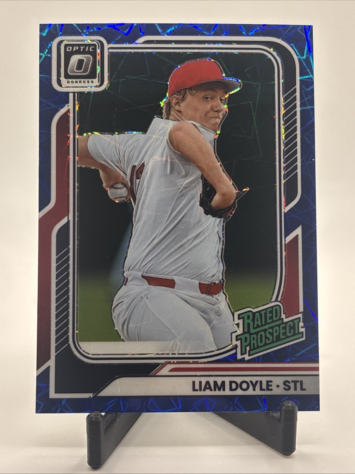 Panini 2026 Donruss Optic Prizm Rated Prospect Liam Doyle #162 Red Blue Laser