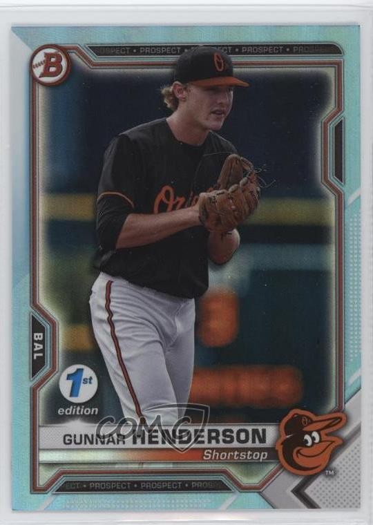 2021 Bowman 1st Edition Sky Blue Foil Gunnar Henderson #BFE-49 18nv