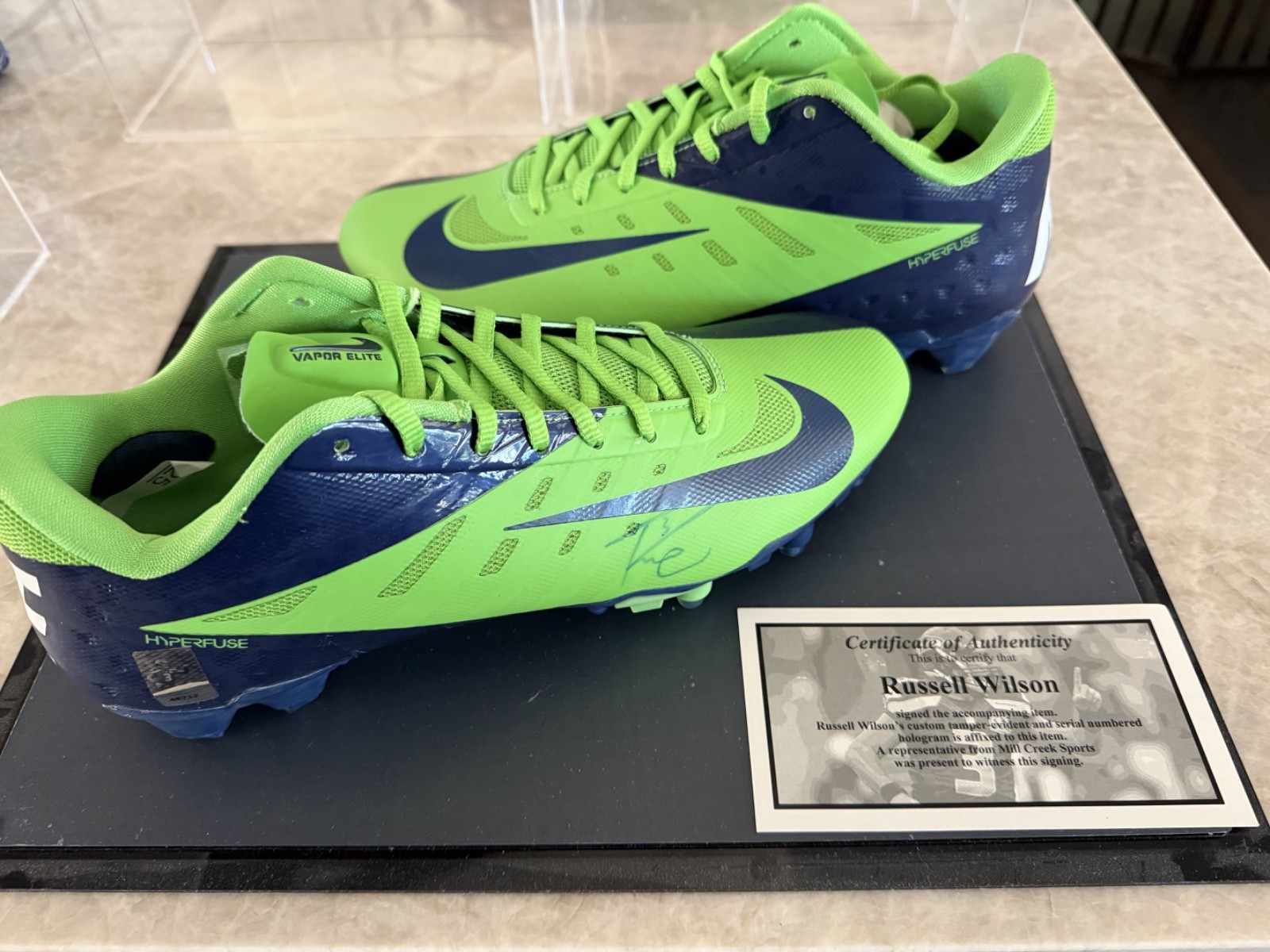 AUTHENTIC, AUTOGRAPHED Russell Wilson Nike Seahawks Cleats