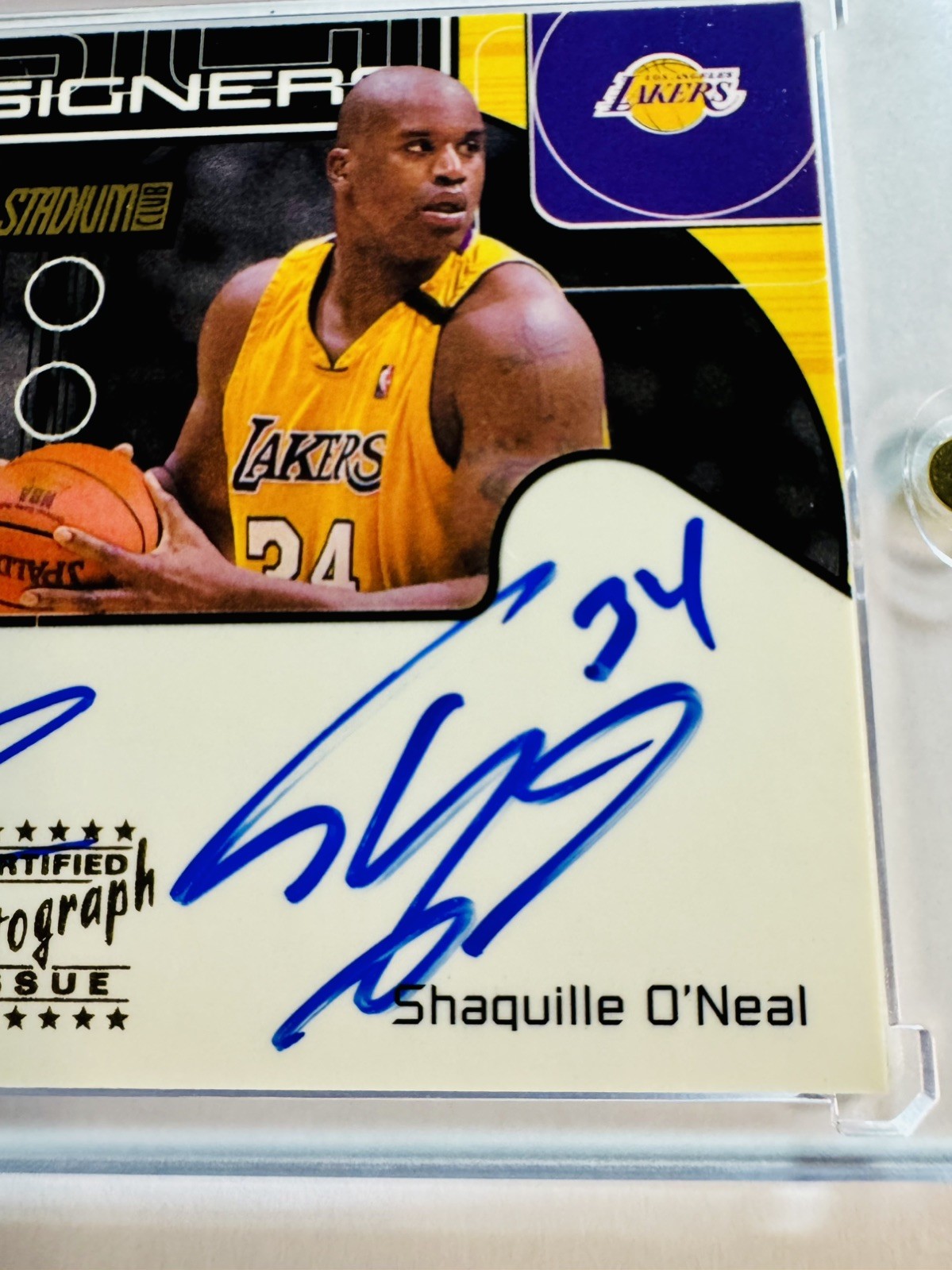 2000-01 Stadium Club Co-Signers Magic Johnson & Shaq Dual Auto #CS1 Lakers HOF