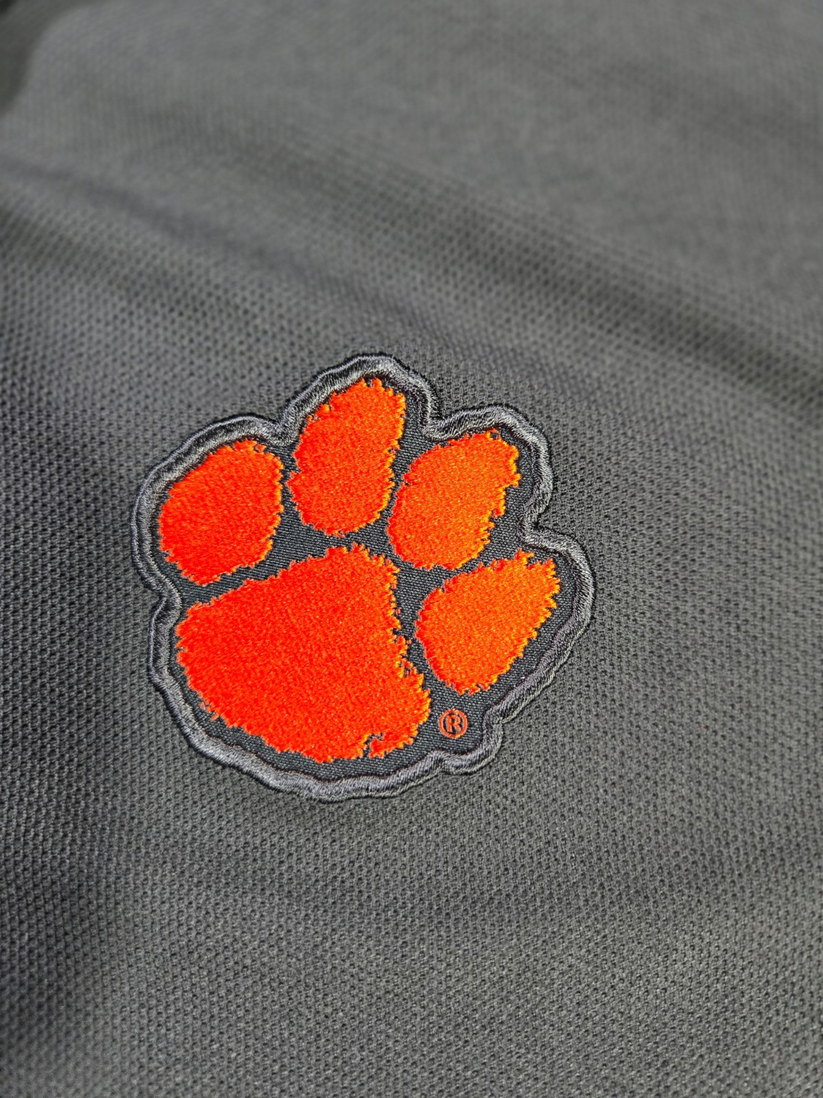 Nike DriFit Clemson University Tigers Polo Shirt Gray Mens 2XL