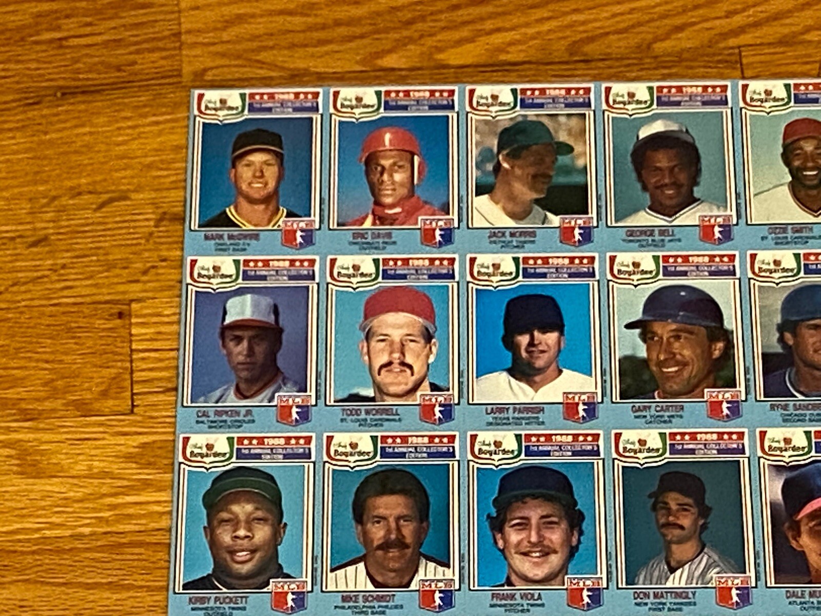 1988 Chef Boyardee Baseball Card Set Uncut Sheet MCGWIRE RIPKEN BOGGS MATTINGLY