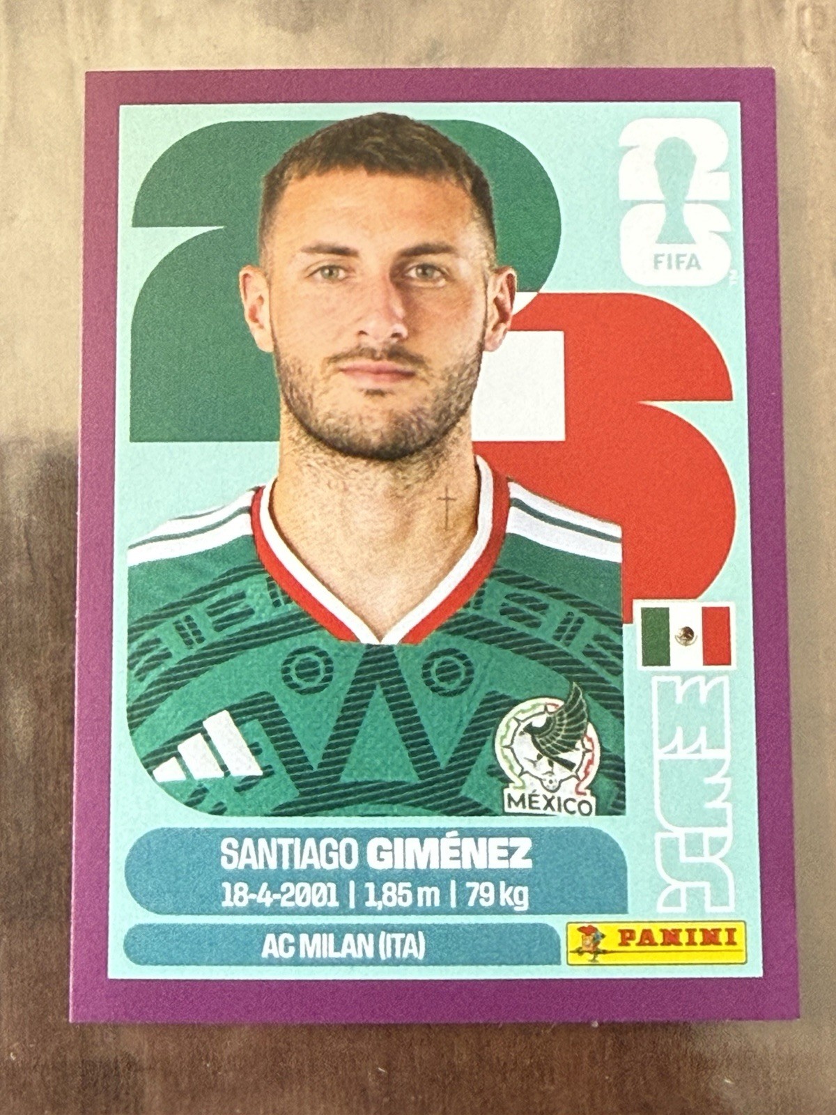 2026 World Cup Panini Sticker Santiago Gimenez Purple Parallel Mexico #16 Milan