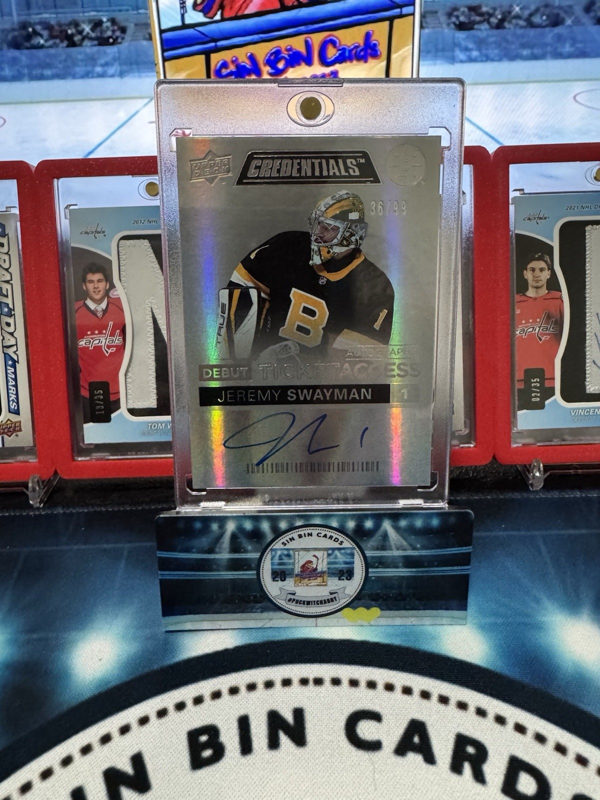 2021-22 UD Credentials – Debut Ticket Access Auto /99 Jeremy Swayman #144 (RC)