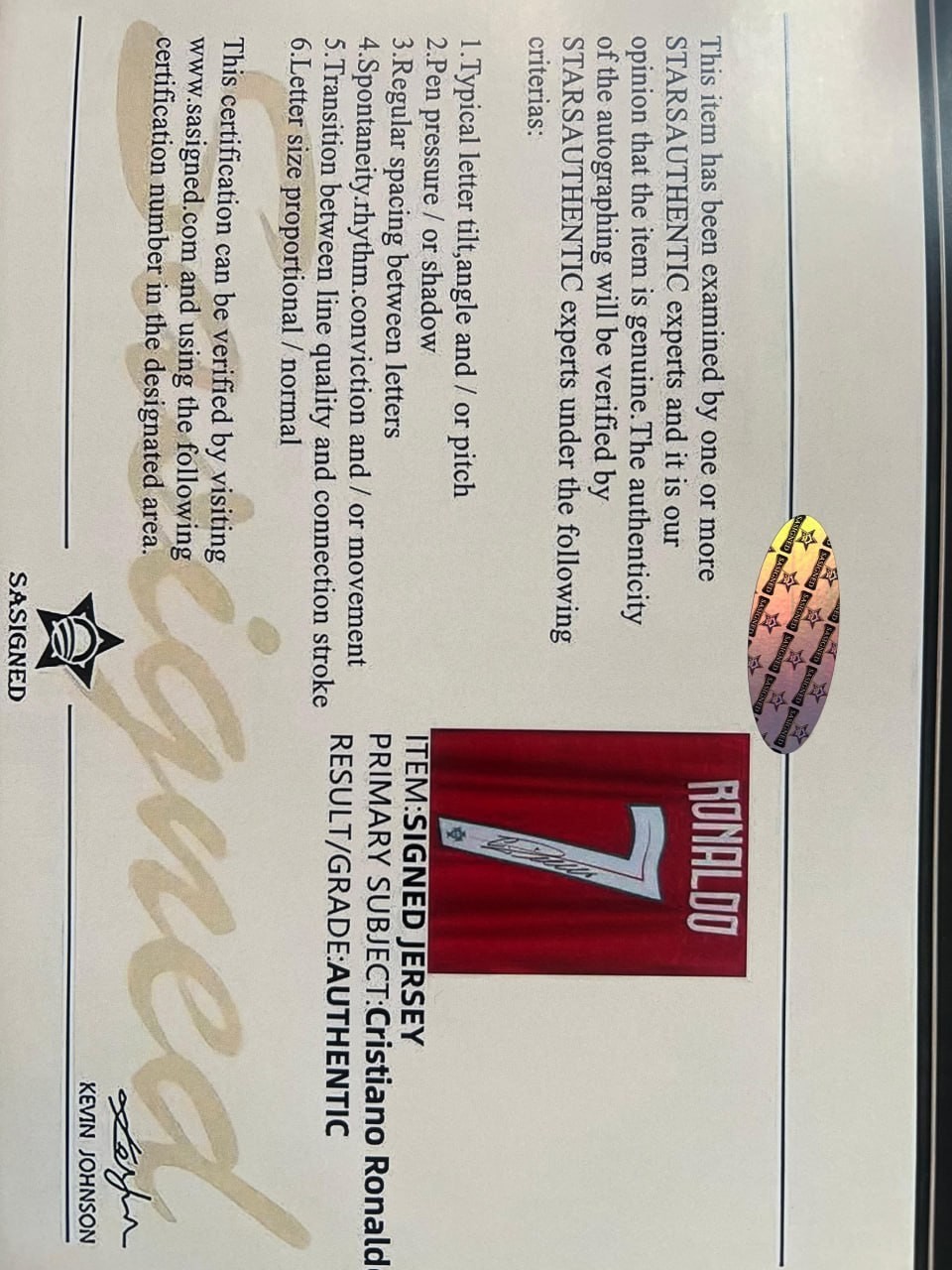 Portugal Cristiano Ronaldo #7 Signed Jersey with Certificate GCOA