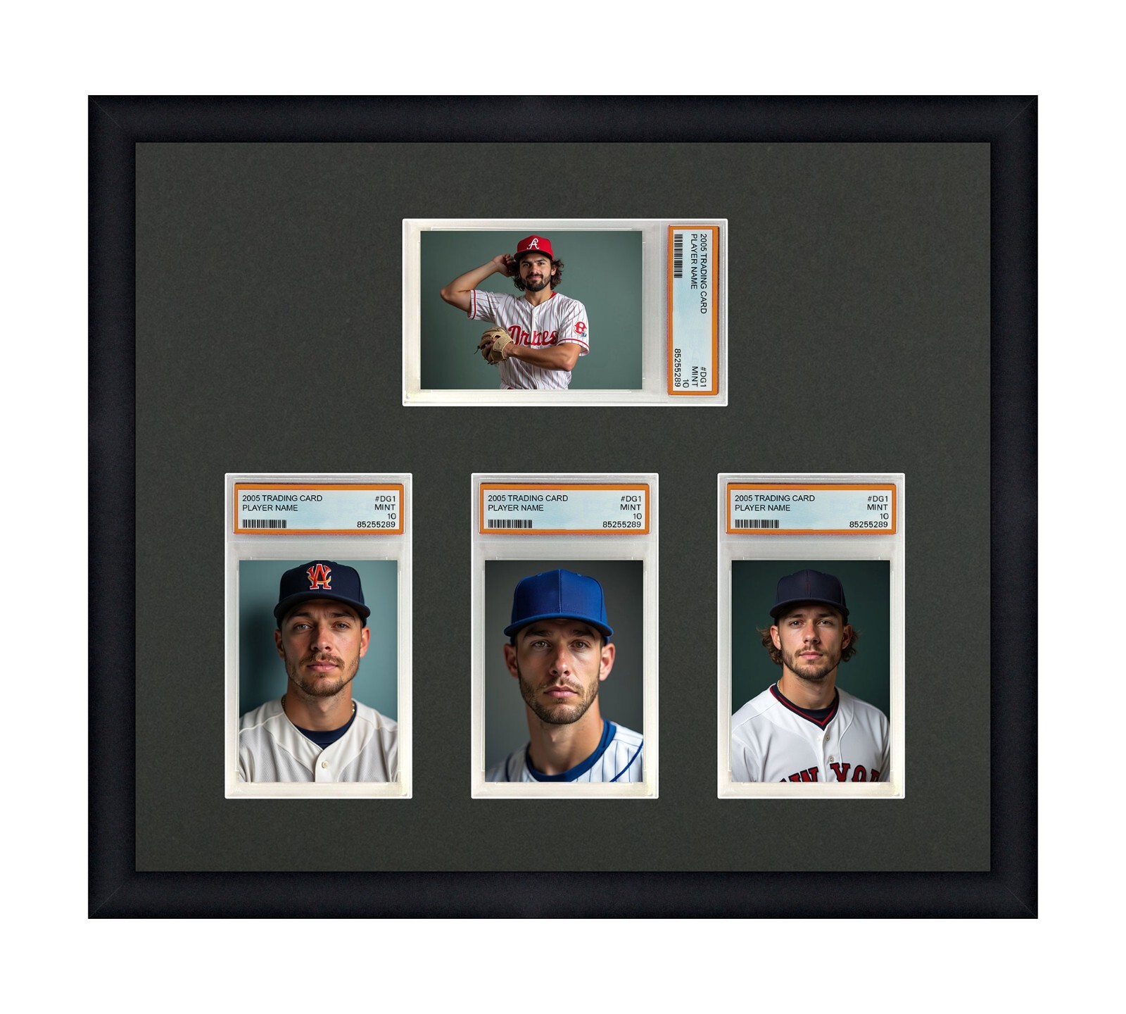 PSA Graded Card Frame Display Holds (4) Slabs, 1 Horizontal above 3 Vertical
