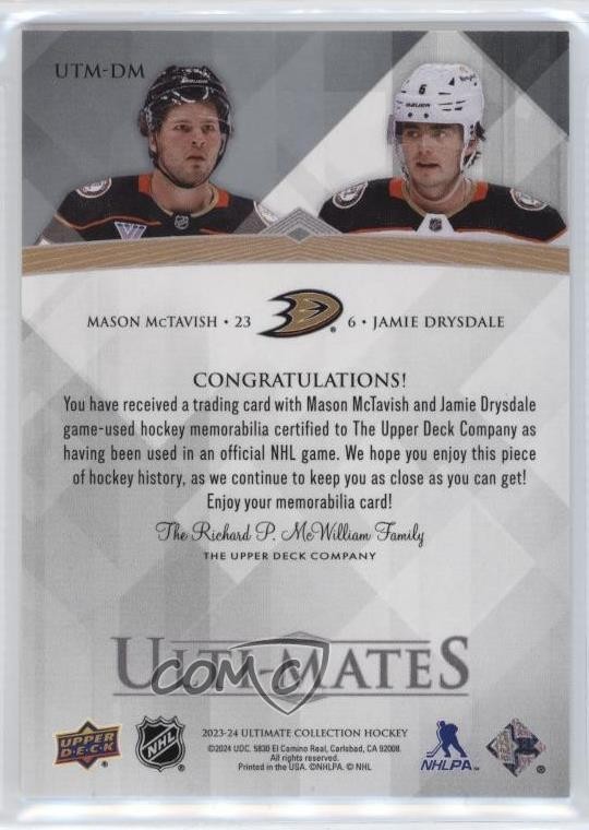 2023 Ultimate Collection Ulti-Mates Mason McTavish Jamie Drysdale #UTM-DM 1g43