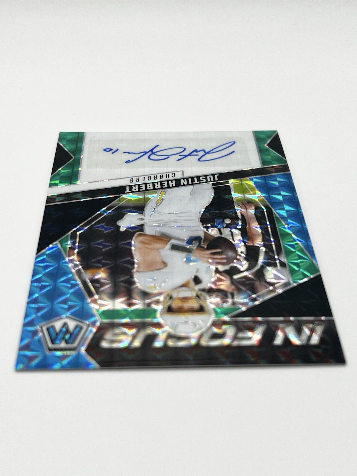 Justin Herbert /25 Autograph 2025 In Focus Signature Fusion Green & Black Mosaic
