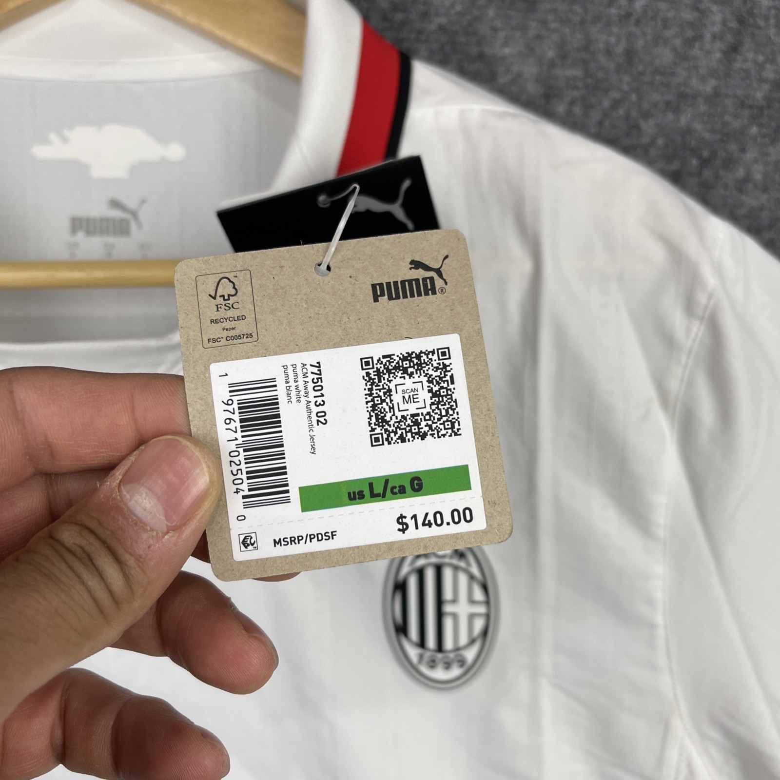 AC Milan Jersey Mens Large White Puma Ultra Weave Authentic Away Kit 2024/25