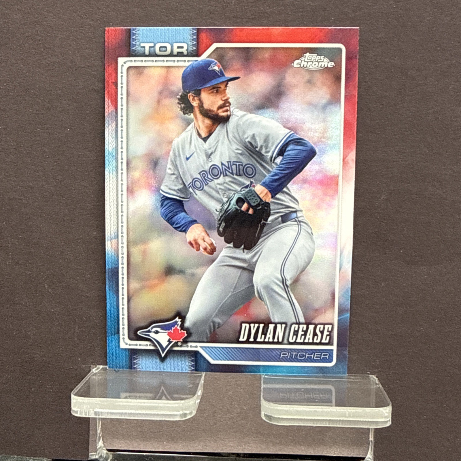 Dylan Cease Red White Blue Refractor 2026 Topps Chrome #208 Toronto Blue Jays