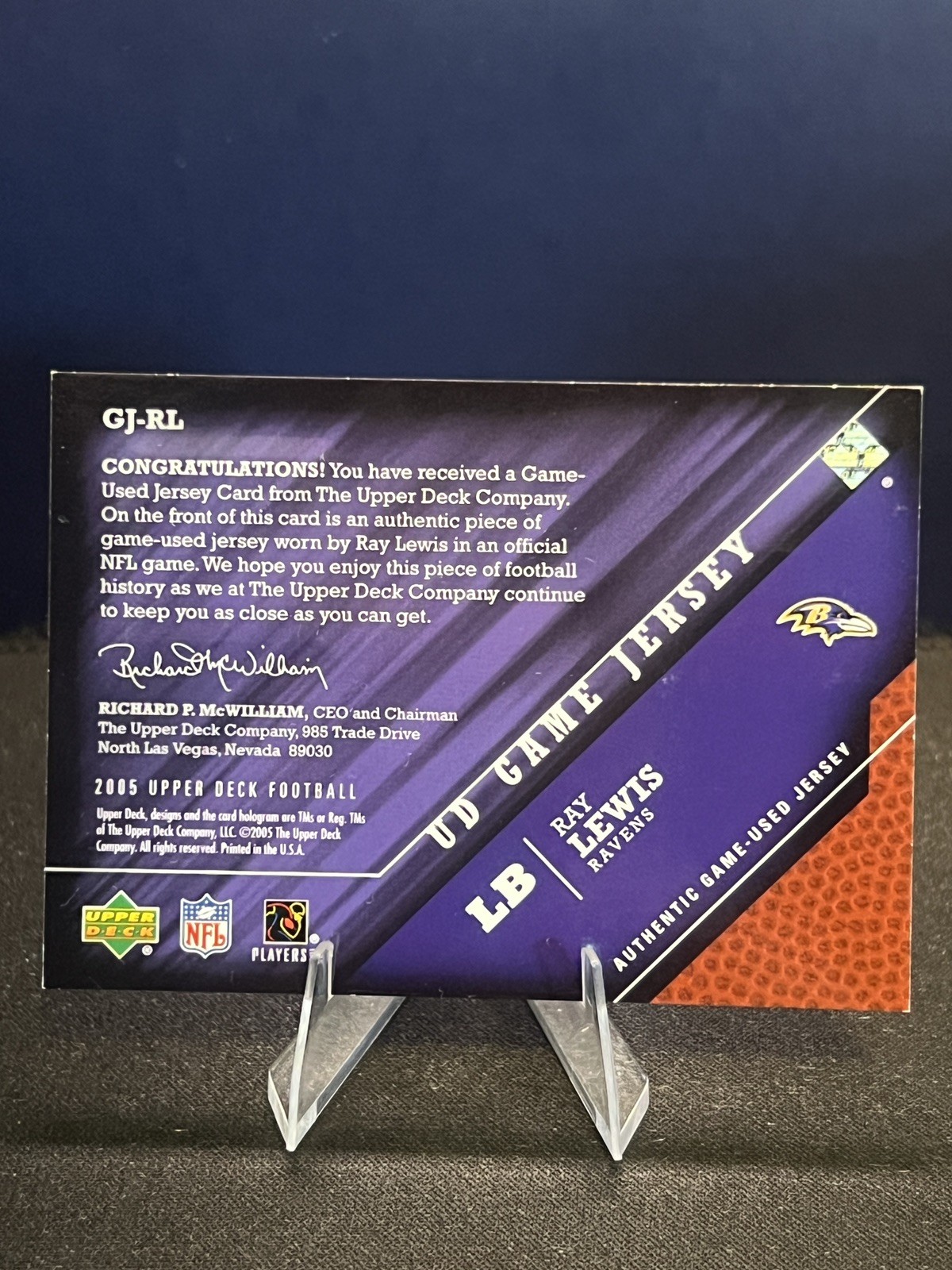 2005 Upper Deck – Ud Game Jerseys Ray Lewis #GJ-RL (MEM)