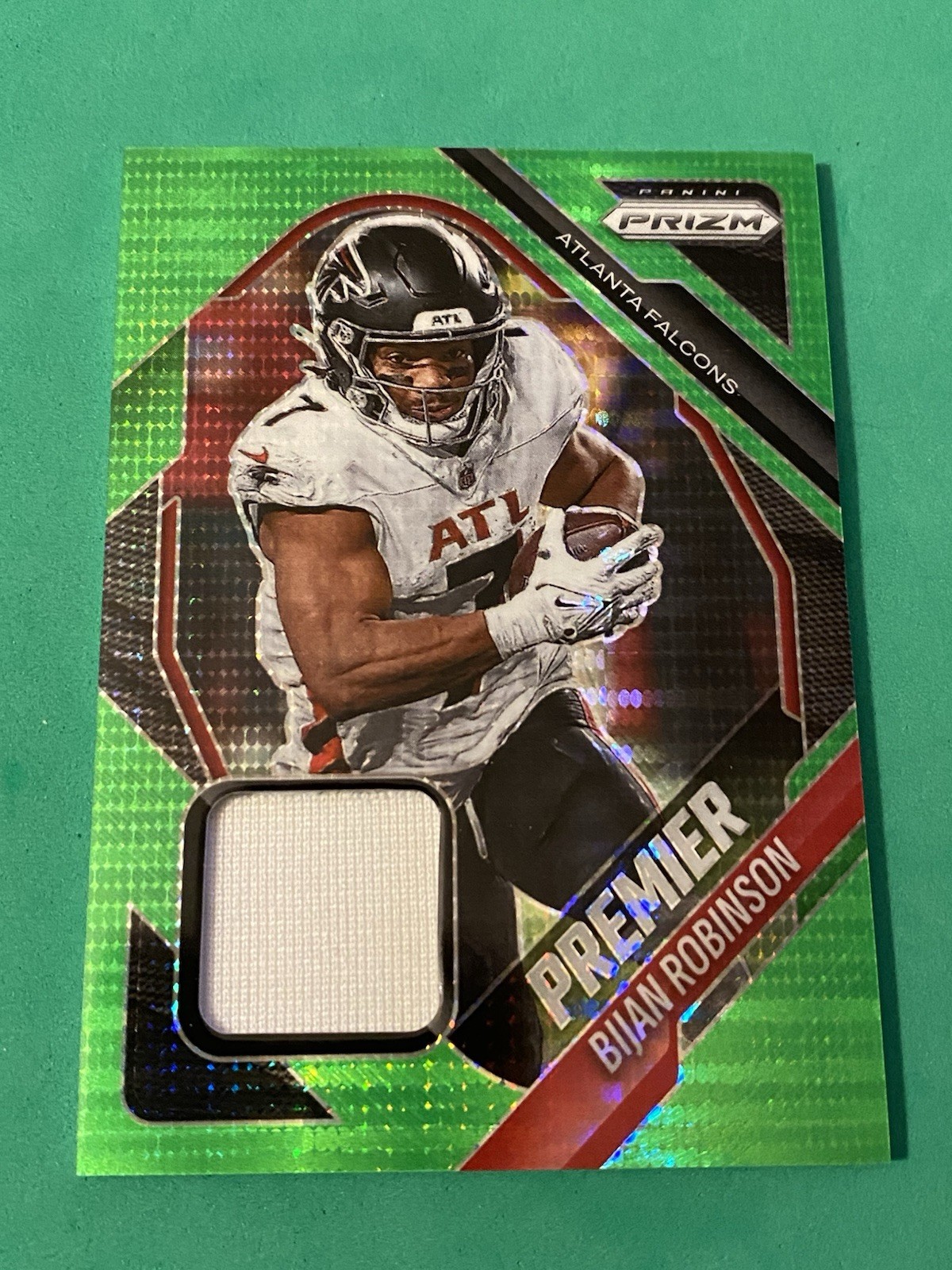2025 Panini Prizm Bijan Robinson Green Shimmer Prizm Premier Jersey #PJY-BIR
