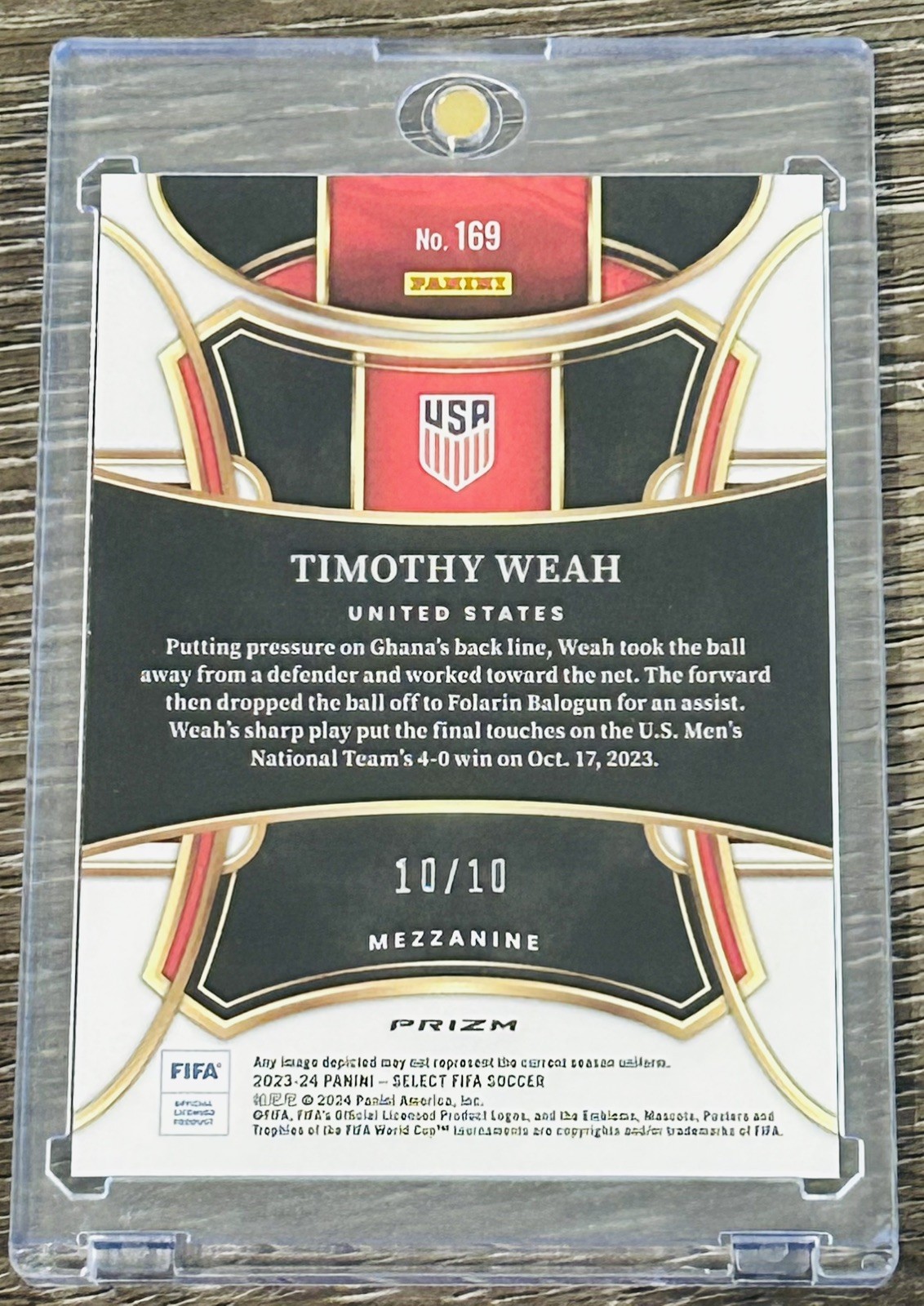 2023-24 Panini Select Timothy Weah GOLD /10