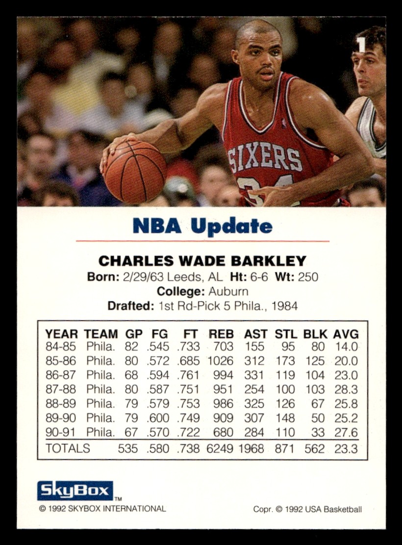 Charles Barkley 1992 SkyBox USA #1 USA