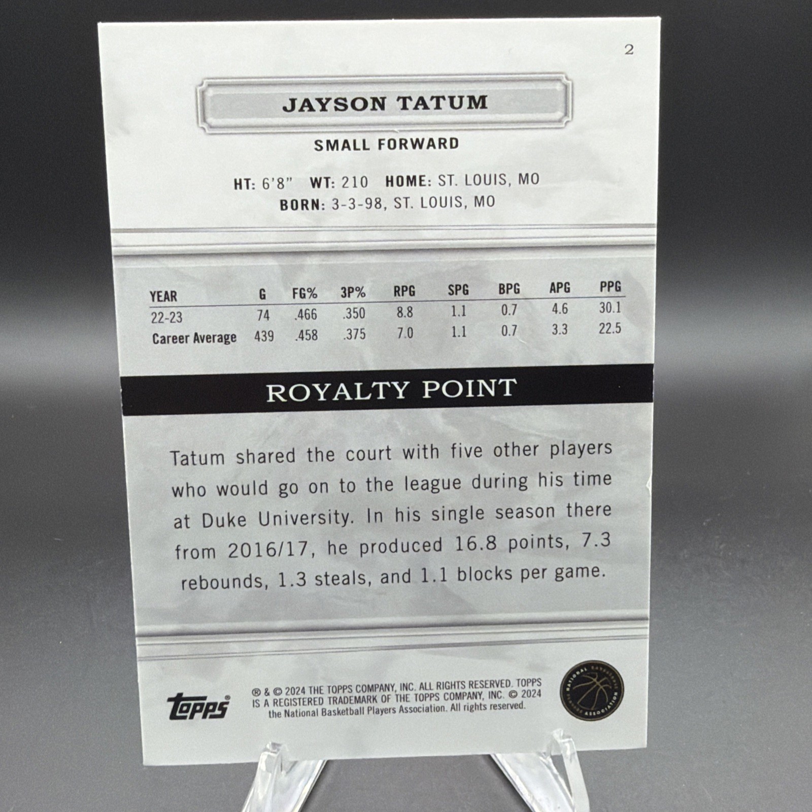2023-24 Topps Royalty – Jayson Tatum, Jayson Tatum #2 /99