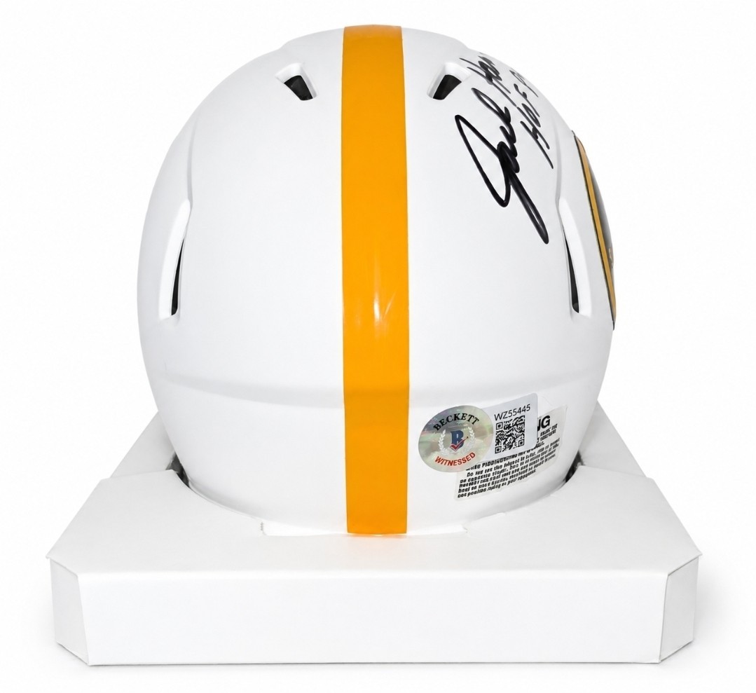 Jack Ham HOF Signed/Inscr White Lunar Mini Helmet Steelers Becket Certification