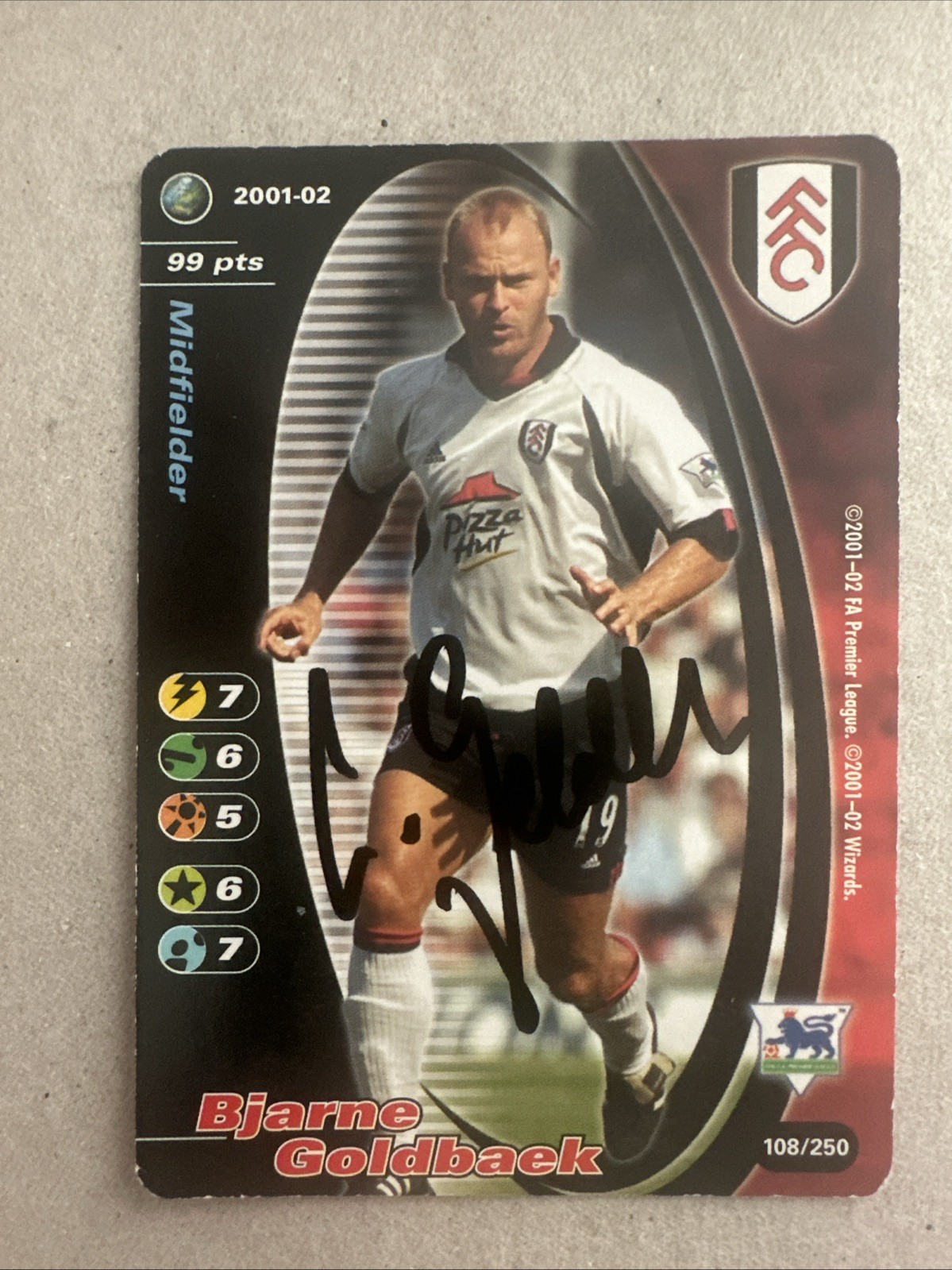 Fulham Bjarne Goldbaek Signed Wizards Of The Coast Card