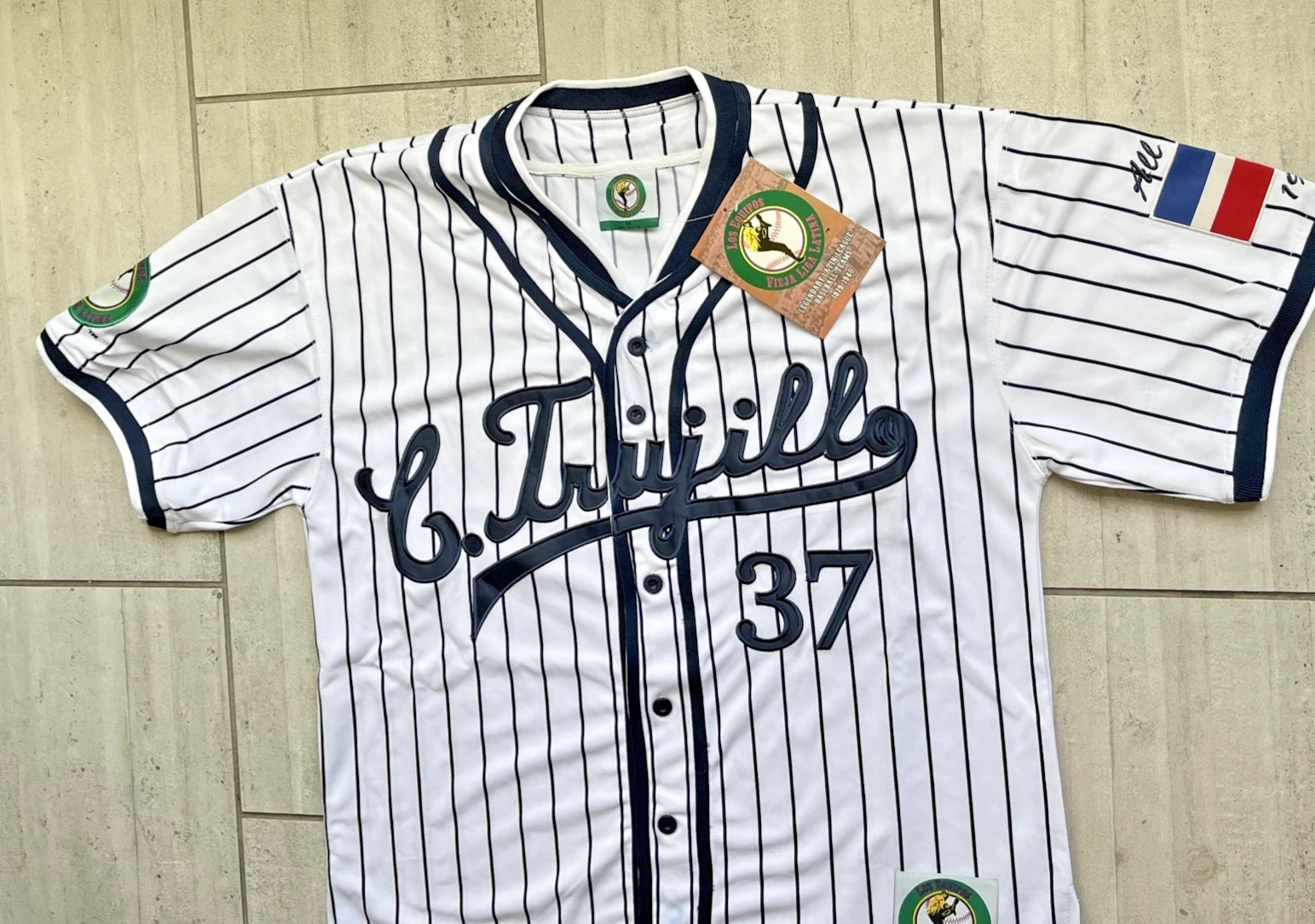 LATIN LEAGUE CIUDAD TRUJILLO THROWBACK (1879-1940) BASEBALL JERSEY #37 Sz Large