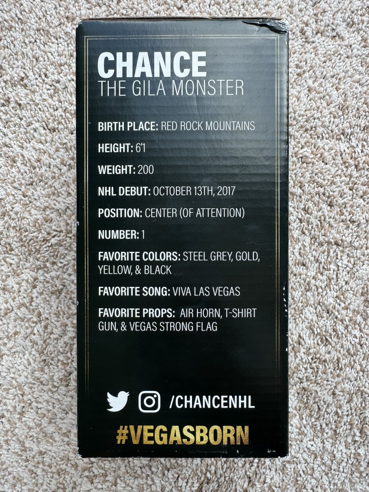 Vegas Golden Knights – Mascot Chance Bobblehead SGA (2/19/2018) – Mint – In Box
