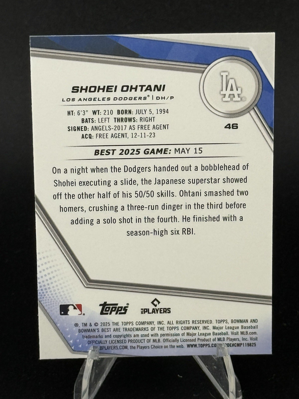 Shohei Ohtani 2025 Bowman’s Best #46 LA Dodgers