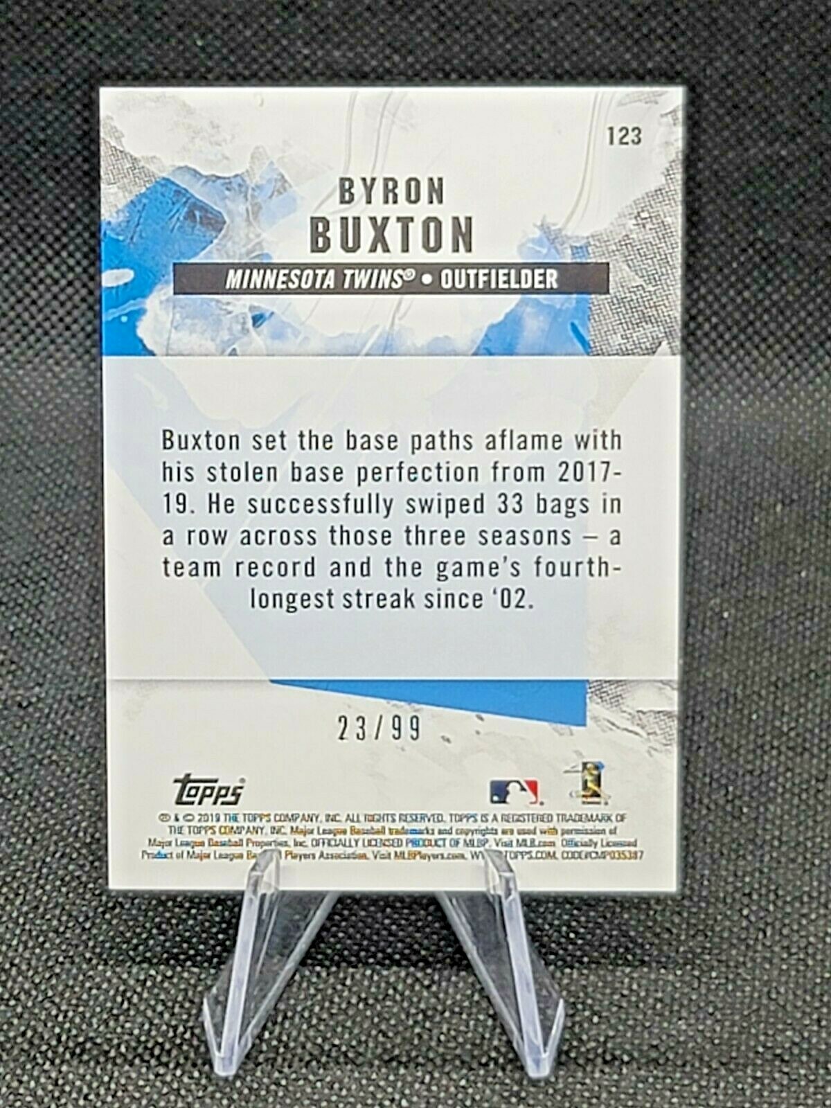 2019 Topps Fire Byron Buxton Purple Foil 23/99 Minnesota Twins