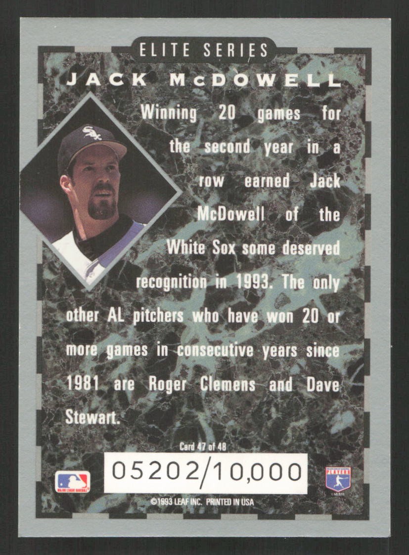 1994 Donruss Jack McDowell Elite Series #/10000 #47 Card