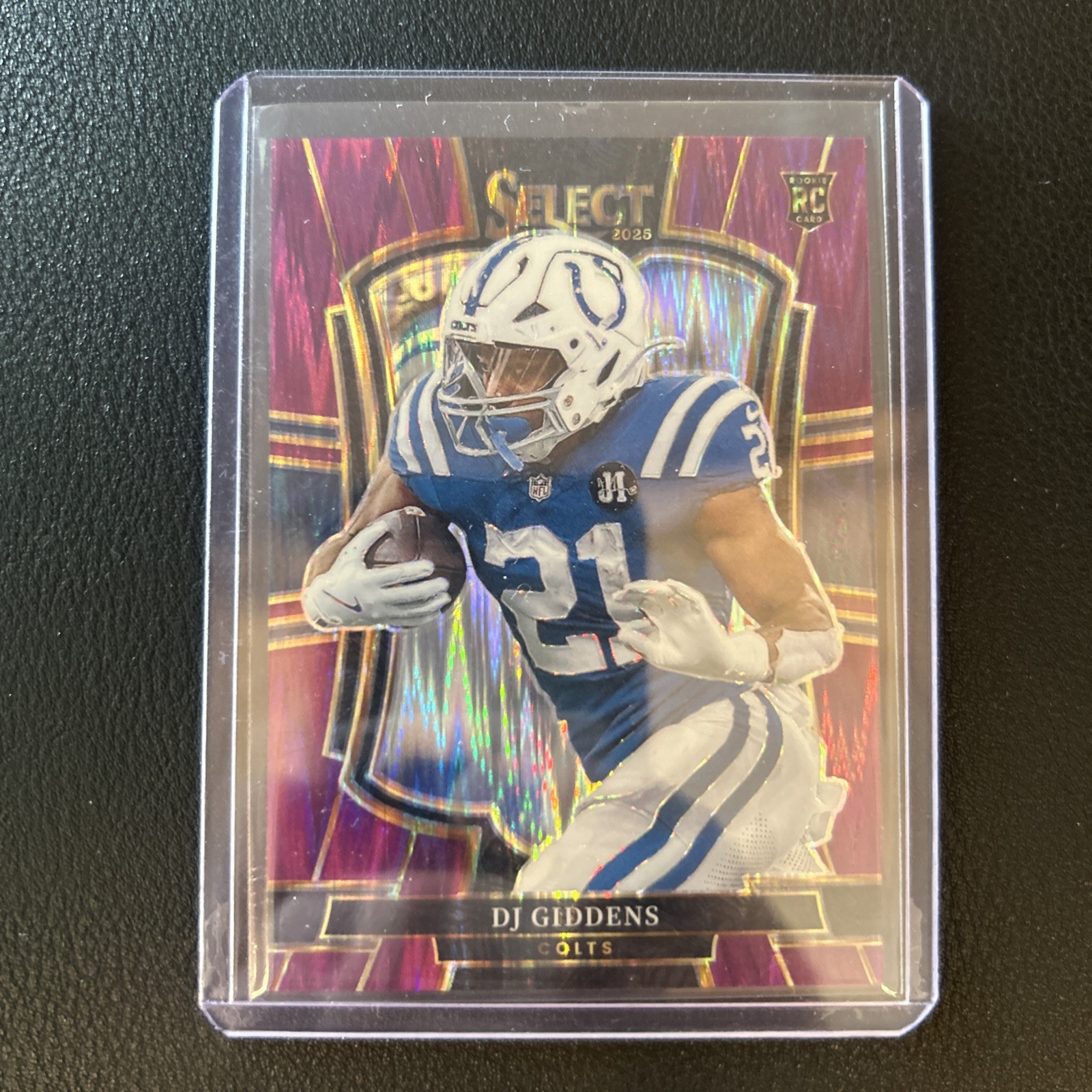 2025 Panini Select DJ Giddens Premier Level RC #131 PurpleShock Prizm /699 Colt