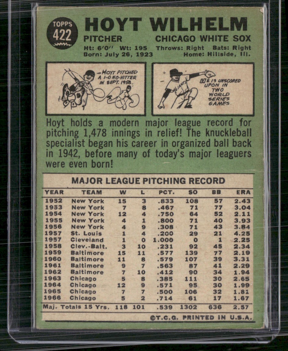 1967 Topps #422 Hoyt Wilhelm