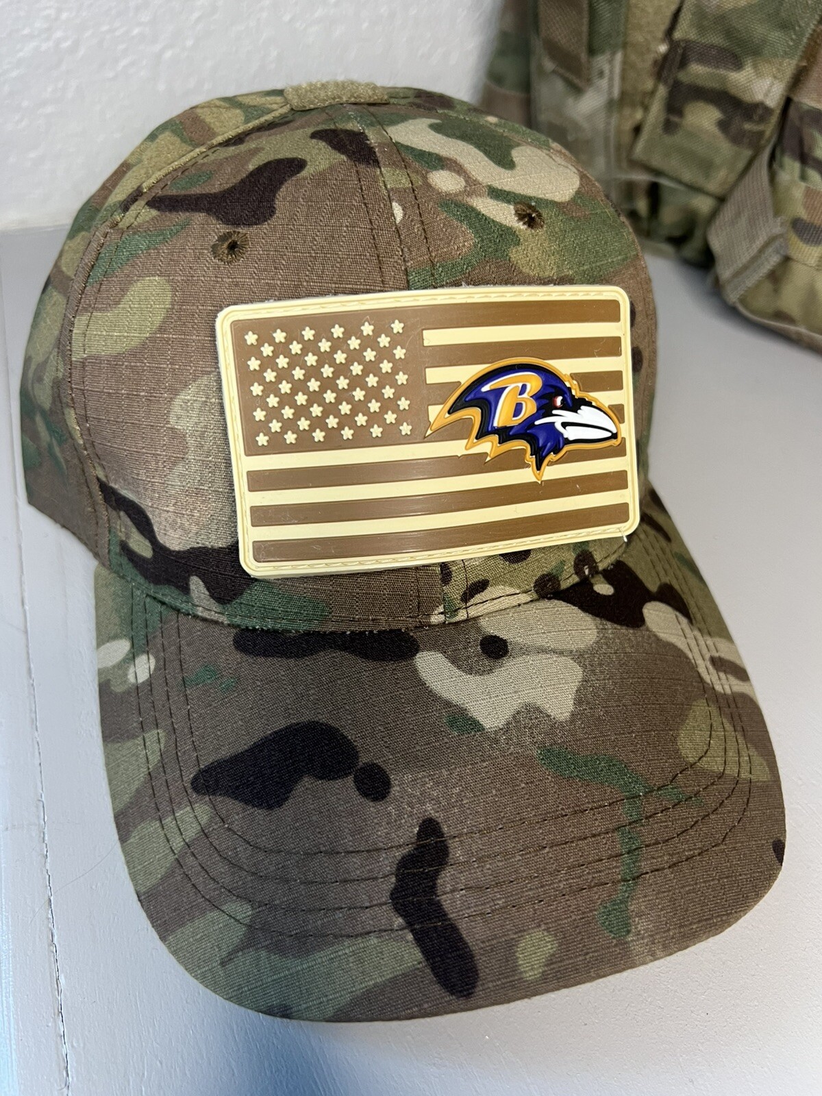 Military Combat American Flag Baltimore Ravens football PVC Patch W Vlcro