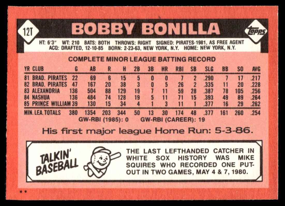 1986 Topps Traded Bobby Bonilla #12T
