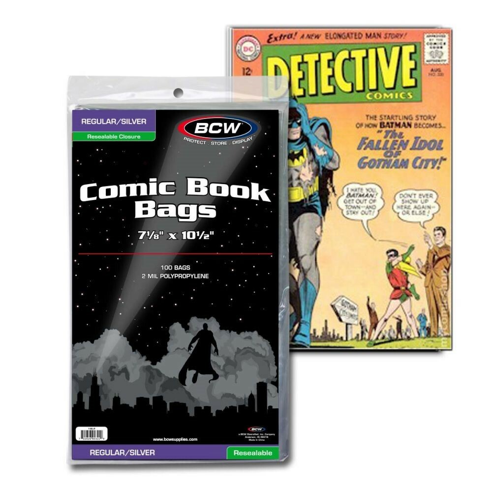 1000 Resealable BCW Regular/ Silver Comic Book Bags Protection Sleeves Long Term