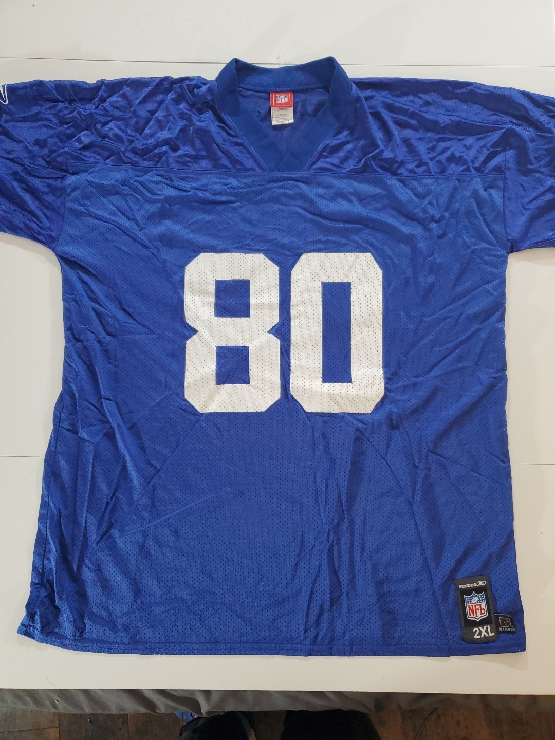 VTG New York Giants Jersey XXL Shockey Mens Reebok Blue 2XL
